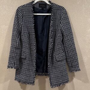 Banana Republic Navy and White Tweed Blazer